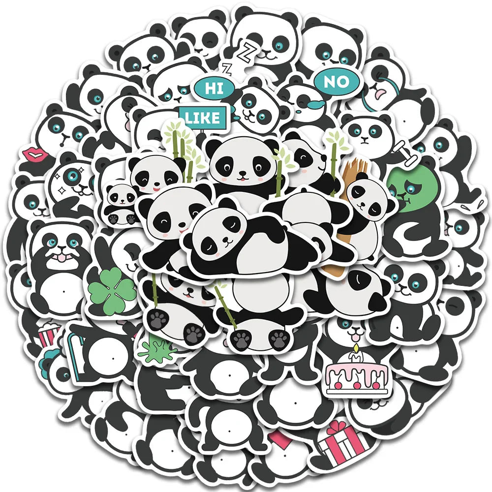 50pcs Cute Cartoon Panda Animals Stickers Kids Toy Vinyl Waterproof Graffiti Guitar Laotop Phone Luggage Sticker Decals (ONLINE ORDER ONLY)