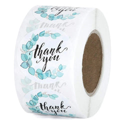 500pcs/roll Flowers Thank You Sticker Labels Round Reward Stickers Wedding Party Decor Envelope Seals Stickers Stationery (Online Order Only)