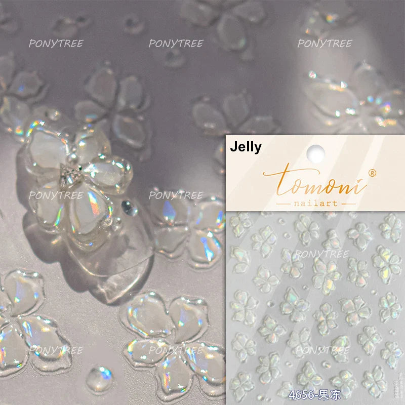 Pure White Lily Petals Flower Butterfly Branch Leaves Line Minimalist Self Adhesive Nail Art Decorations Sticker Manicure Decals (ONLINE ORDER ONLY)