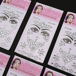 12Pcs 3D Stickers On The Face Rhinestone Makeup Bright Face Art Sticker Girl's Temporary Tattoo Rhinestone For Strasse Makeup &* (Online Order Only)