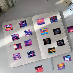 10/30/52pcs Laser INS Vaporwave Aesthetic Stickers Skateboard Scrapbook Phone Laptop Luggage Cartoon Cool Sticker Decals Kid Toy (ONLINE ORDER ONLY)