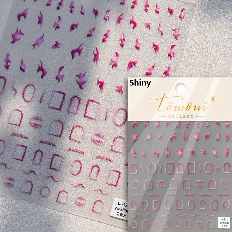 French Style Colorful Square Grid Rhombus Stripe Bowknot Line 3D Self Adhesive Nail Art Stickers Shiny Rhinestone Manicure Decal (Online Order Only)