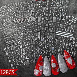 6pcs/Set Blue Gold Glitter French Design 5D Nail Stickers Curve Lines Swirls Wave Nail Sliders Reflective Flakes Decals Manicure (ONLINE ORDER ONLY)