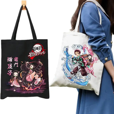 Demon Slayer Canvas Bag: Nezuko & Tanjiro Zipper Tote (ONLINE ORDER ONLY)
