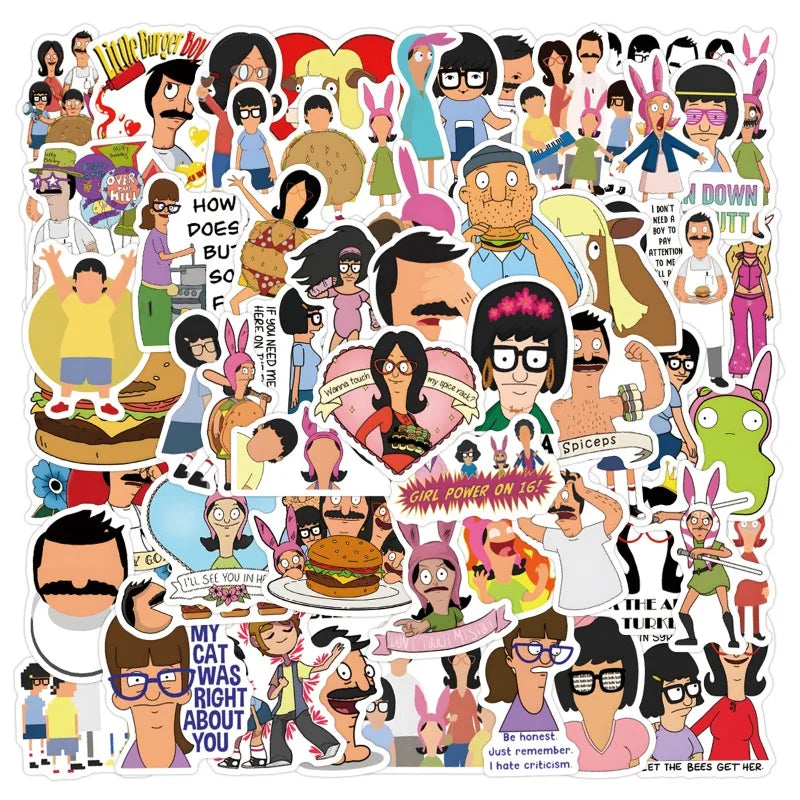55pcs Bobs Burgers Sticker Pack for Laptop, Phone, Water Bottle, Suitcase, Stationery, Fridge (ONLINE ORDER ONLY)