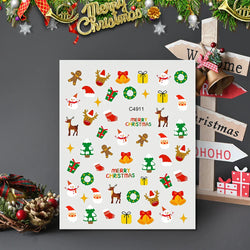 Christmas Greenery Nail Stickers Xmas Holly Animal Penguin Candy Winter Sliders Decor 2024 Holiday Decals Manicure Tips Foils *& (ONLINE ORDER ONLY)
