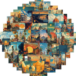 50pcs Retro Landscape Painting Stationery Sticker Asethetic Natural Landscape Scrapbook Sticker DIY Decor Luggage Sticker (ONLINE ORDER ONLY)