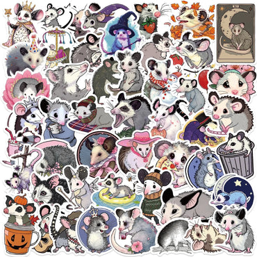 10/50PCS Cute Opossum Cartoon Stickers Kawaii Animal Decals DIY Fridge Phone Laptop Luggage Skateboard Car Graffiti Toy Sticker (Online Order Only)