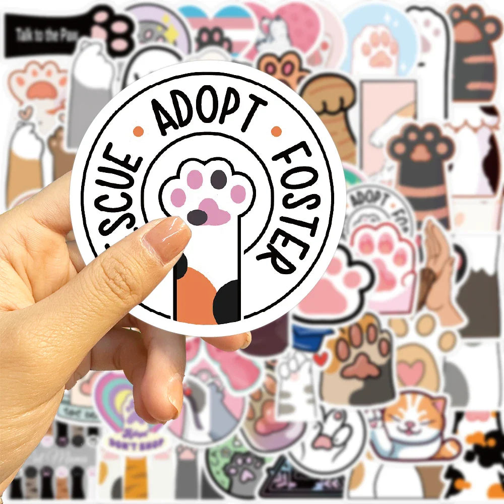 61PCS Cute Cat Paw PVC Sticker Aesthetic Children Decoration For Scrapbooking Korean Stationery School Supplies for Kids Toys (Online Order Only)