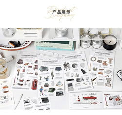 2Pc Ins Cute Retro Sticker Planner Collage Scrapbook DIY Material Decoration Stickers Personalized Art Supplies Stationery (ONLINE ORDER ONLY)