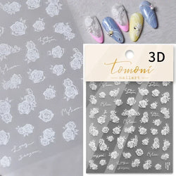 Pale Flower Bouquet Label Bowknot Stationery Sunflower Daisy Leaf 3D Self Adhesive Nail Art Stickers Rhinestone Manicure Decals (Online Order Only)