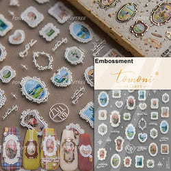 Button Rag Floral Print Flower Small Sticker Cloth Morning Glory Figure Pattern Thread Adhesive Nail Art Stickers Manicure Decal (ONLINE ORDER ONLY)