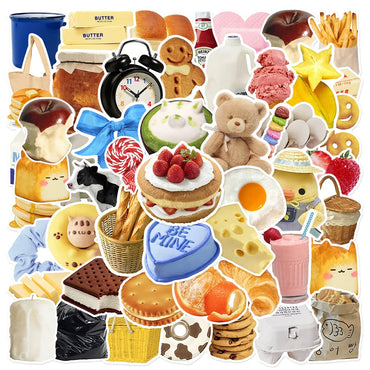 10/30/52pcs Cute Cartoon Stickers Korean Ins Style Food Decals For Fridge Scrapbook Notebook Laptop Waterproof Sticker Kids Toys (ONLINE ORDER ONLY)