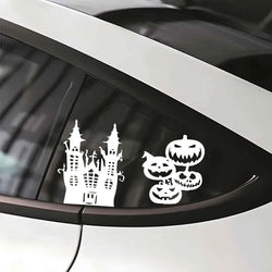 6pcs Halloween Decorative Stickers Castle Pumpkin Lantern Ghost Skull Waterproof  High Quality decal for  car ,window Stickers (ONLINE ORDER ONLY)