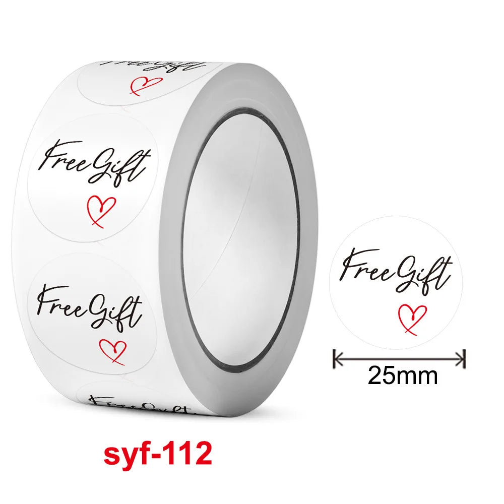 500/rolls Thank you Gift stickers Free Gift box packaging decoration Self-adhesive label Office stationery (ONLINE ORDER ONLY)