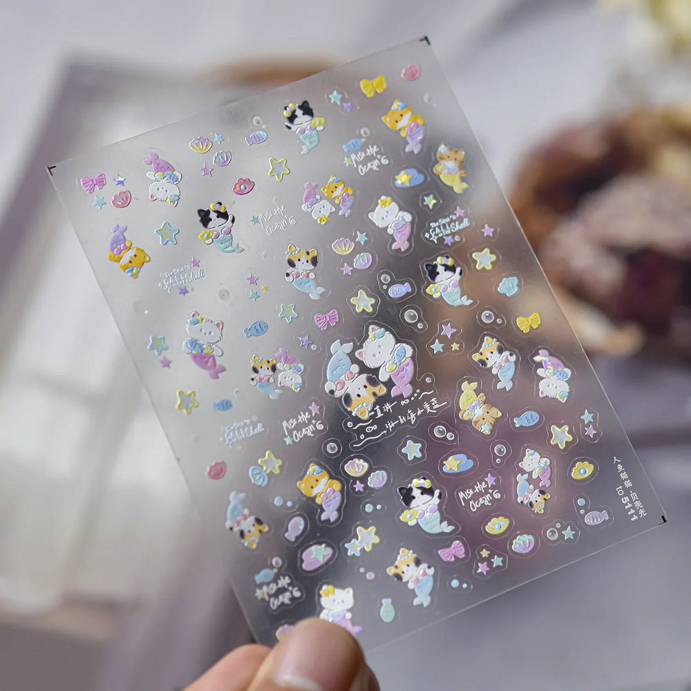 Ray Fish Shell  Conch Water Bubbles Octopus Starfish Mermaid Jellyfish Otter Dolphin Nail Art Decorations Sticker Manicure Decal (ONLINE ORDER ONLY)