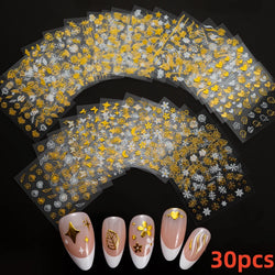 30 Sheets Cute Penguin Winter Nail Stickers Set 3D Snowflake Christmas Decals Tree Elk Bell Self Adhesive Slider Manicure Tips * (ONLINE ORDER ONLY)