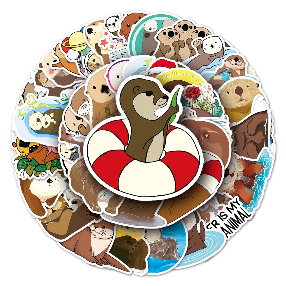 10/50Pcs Cute Animal Otter Masking Stickers Scrapbooking Diary Japanese Stationery Paper Deco School Supplies (ONLINE ORDER ONLY)