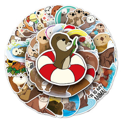 10/50Pcs Cute Animal Otter Masking Stickers Scrapbooking Diary Japanese Stationery Paper Deco School Supplies (ONLINE ORDER ONLY)