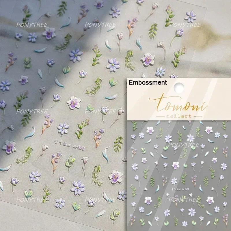 Hot Stamping Purple Line Love Heart Lace Bowknot Chain Branches Star Flower Leaf Butterfly Plant Flower Nail Art Stickers Decals (Online Order Only)