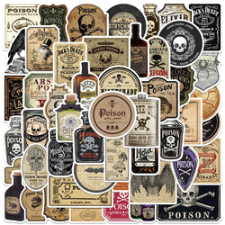 50PCS Gothic Potion Label Stickers for Phone Laptop Luggage Skateboard Toy (ONLINE ORDER ONLY)