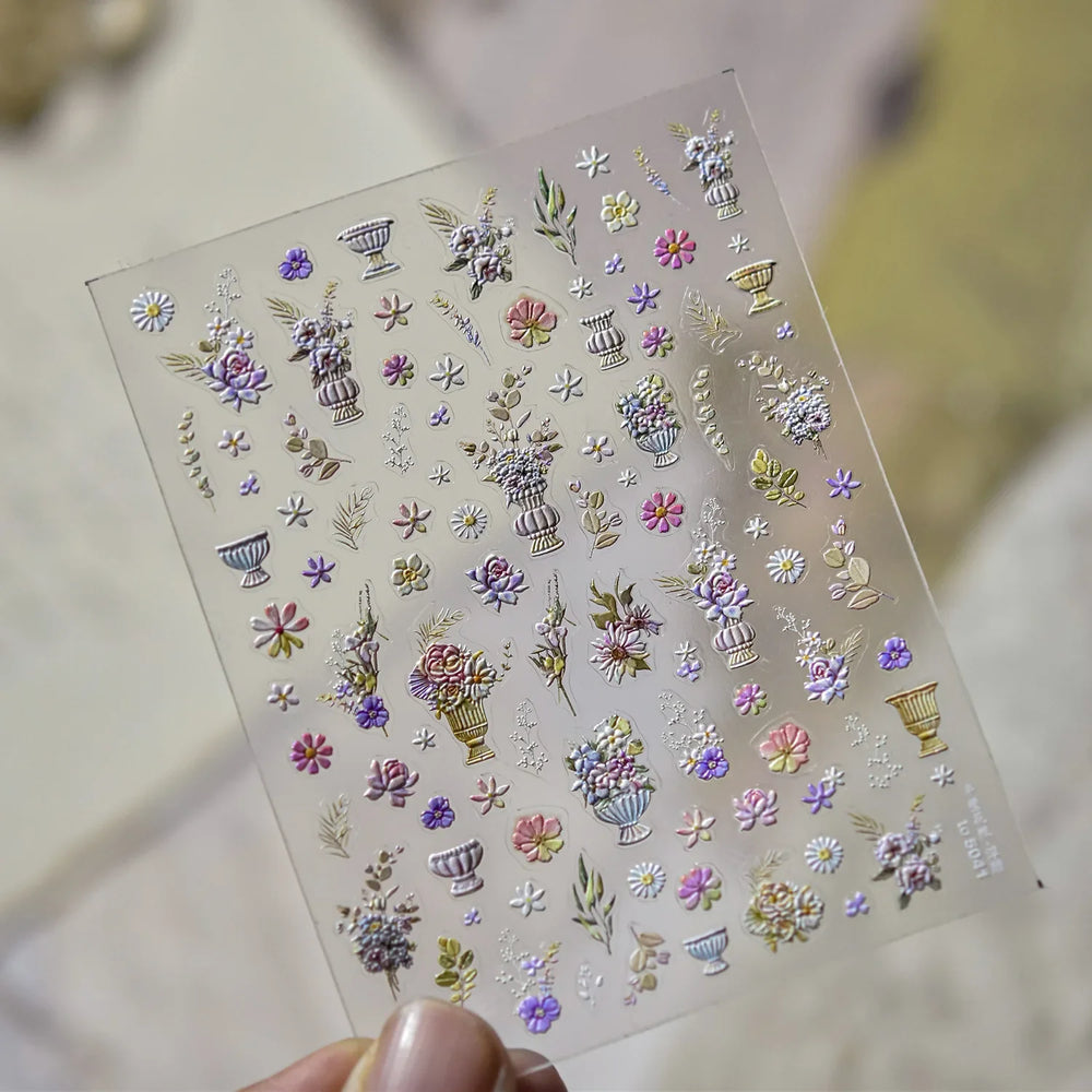 Angel Bowknot Stone Statue Vintage Photo Frame Flower Bed Bouquet Garden Rose Crown Adhesive Nail Art Stickers Manicure Decals (ONLINE ORDER ONLY)