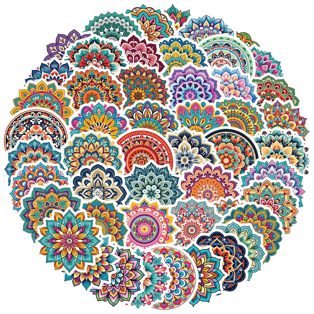Mandala Flower Graffiti Stickers for Suitcase, Skateboard, Laptop, Luggage, Phone - 10/30/50Pcs (ONLINE ORDER ONLY)