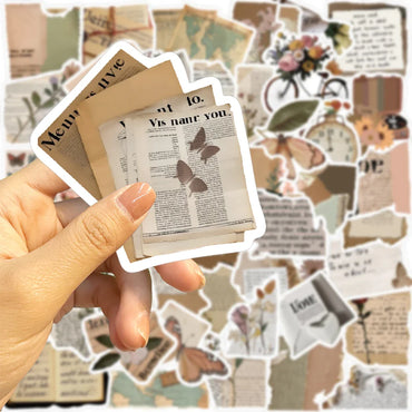 10/25/50pcs Retro English Fragmented  Stickers Decals Cartoon Graffiti DIY  Notebook Luggage Wall Decoration PVC Sticker (ONLINE ORDER ONLY)