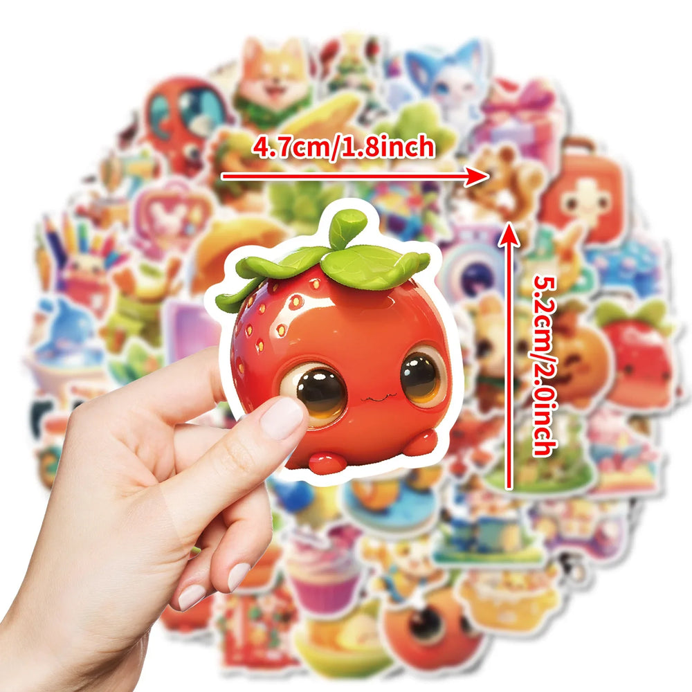 10/30/50PCS Kawaii Animal Stickers Cute Cartoon Food Graffiti Sticker Luggage Laptop Guitar Bike Skateboard 3D Decals Kids Toy (Online Order Only)