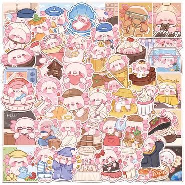 Axolotl Cartoon Stickers Pack - Cute, Funny, Waterproof Decals for Phone, Laptop, Notebook, Suitcase (Online Order Only)