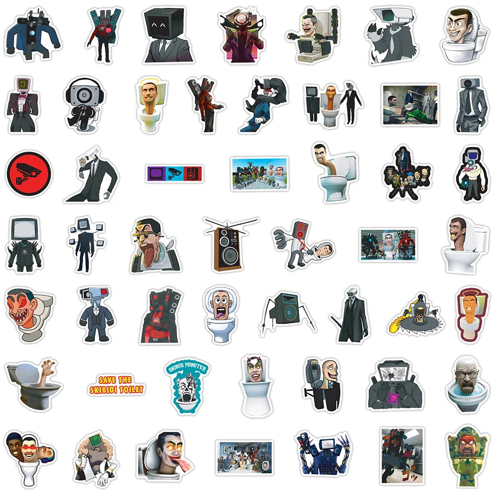 10/30/50/100PCS Funny Skibidi Toilet Stickers Graffiti Motorcycle Laptop Phone Notebook Waterproof Car Sticker Cartoon Decal Toy (ONLINE ORDER ONLY)