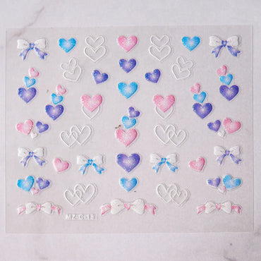 30 Sheet 3D Flower Nail Stickers Decals 6.5*5cm Transparent White Floral Leaf Butterflies Heart Nail Art Adhesive Strip Supplies (ONLINE ORDER ONLY)