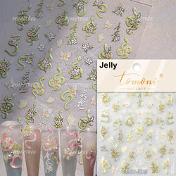 Snake Rose  Flower Chinese Knot Calabash Gourd Peony Good Fortune Self Adhesive Nail Art Stickers Manicure Decals Nail Supplies (ONLINE ORDER ONLY)