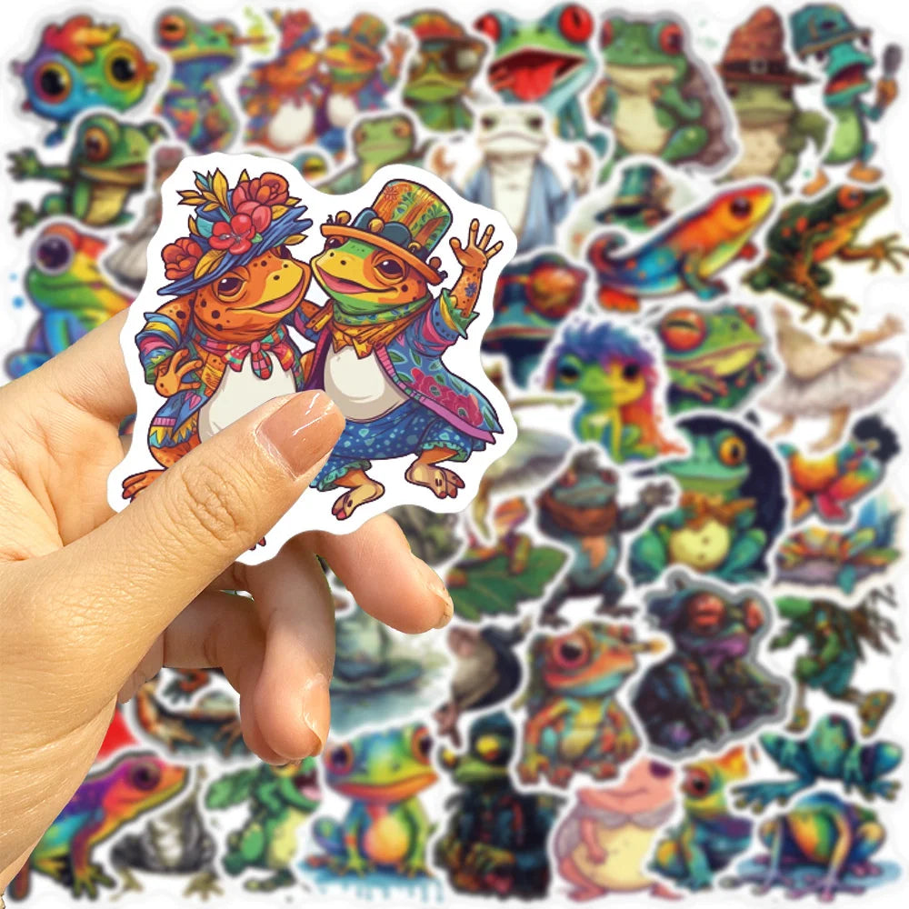50pcs Psychedelic Frog Stickers For Guitar Laptop Helmet Scrapbook Suitcase Stationery Phone Vintage Sticker Craft Supplies (ONLINE ORDER ONLY)