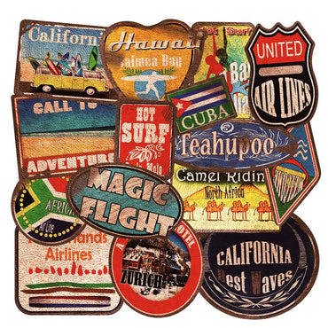 10/36pcs Retro California Beach Surf Stickers Vintage Toy DIY Skateboard Travel Luggage Laptop Surfing Decal Graffiti Sticker (Online Order Only)