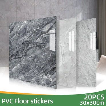 10/20pcs PVC Imitation Marble Floor Stickers Self-adhesive Wall Stickers Waterproof Bathroom Living room Moden Decoration Decals (ONLINE ORDER ONLY)
