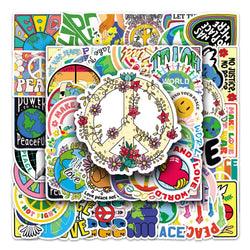 50Pcs World Peace Cartoon Waterproof Vinyl Stickers for Skateboard Snowboard (Online Order Only)