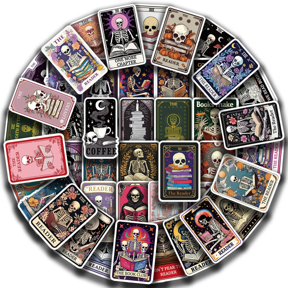 50PCS Creative The Reader Dusty Tarot Card Stickers Phone Cases Laptop DIY Personalized Waterproof Stickers Decorative (ONLINE ORDER ONLY)