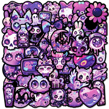 10/30/50PCS Kawaii Purple Animal Sticky PVC Sticker Aesthetic Stationery DIY Decoration Scrapbooking School Supplies for Kids (ONLINE ORDER ONLY)