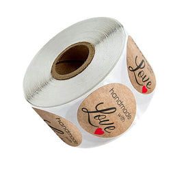 100-500pcs 1Inch DIY Hand Made With Love Label Wedding Stickers Adhesive Sticker Kraft Round Labels Wholesale price (Online Order Only)