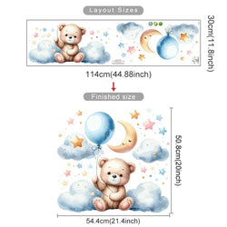 Boho Pink Teddy Bear Stars Tent Wall Stickers for Kids Room Nursery Decor (ONLINE ORDER ONLY)