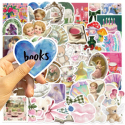 50Pcs Mystery Labels Stickers Retro DIY Aesthetics Waterproof Decals For Suitcase Scrapbooking Laptop Sticker (Online Order Only)