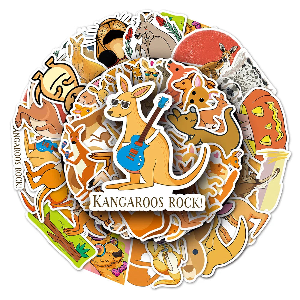 10/30/50PCS Funny Kangaroo Cartoon Stickers DIY Skateboard Laptop Phone Luggage Suitcase Guitar Wall Decals Decoration Kids Toy (ONLINE ORDER ONLY)