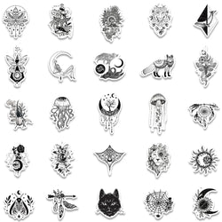 50pcs Black White Psychedelic Gothic Stickers Pack Stationery Laptop Phone Guitar Ipad Sticker DIY Scrapbooking Supplies (ONLINE ORDER ONLY)