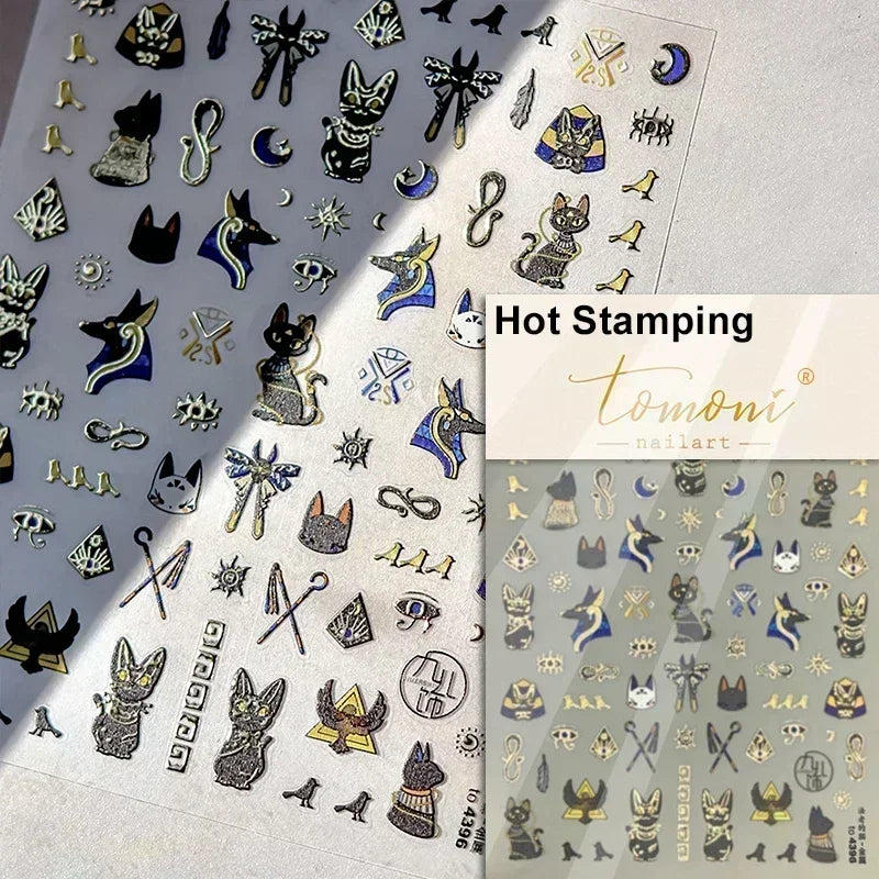 Dark Sword Coiled Snake Cross Butterfly Wing Starburst Starlight Gothic Reptile Animals Nail Art Sticker Festival Manicure Decal (ONLINE ORDER ONLY)