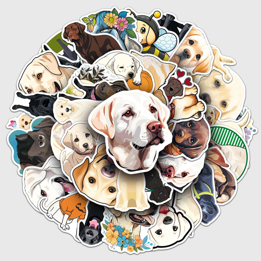 50Pcs Labrador Cartoon Waterproof Vinyl Stickers for Skateboard Snowboard Decals (Online Order Only)