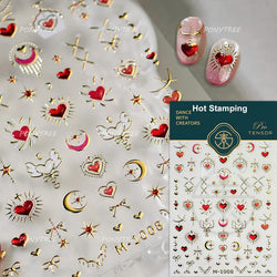 Red Sexy Love Heart Flower Hot Stamping Wing Star Moon Bowknot Sun Punk Adhesive Nail Art Decorations Stickers Manicure Decals (ONLINE ORDER ONLY)