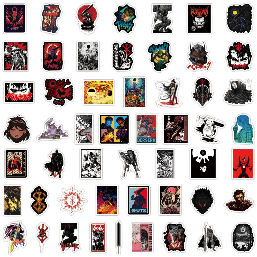 10/30/50/100PCS Berserk Cartoon Stickers Cool Animation Decoration Fridge Luggage Laptop Phone Guitar Car Bike Skateboard Decals (ONLINE ORDER ONLY)