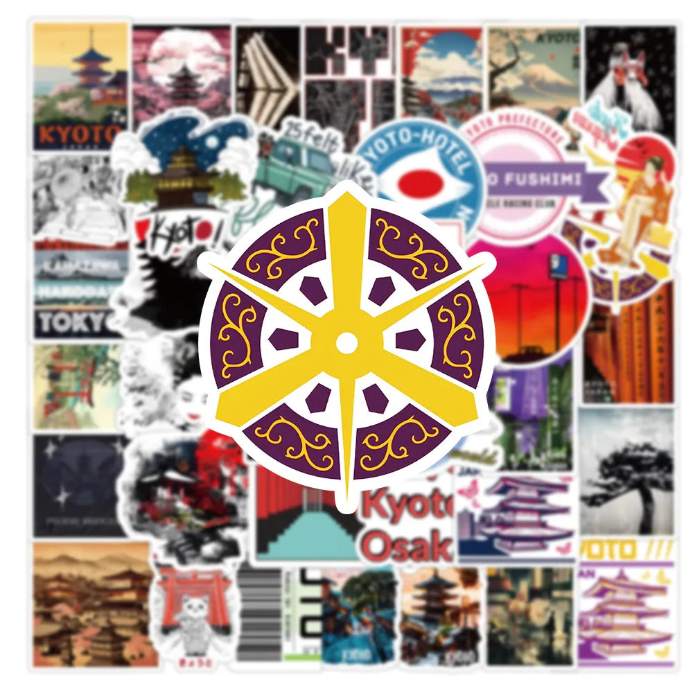 10/30/50PCS Kyoto Landscape Stickers Japanese Style Cartoon  Aesthetic Decals Decoration For Skateboard Fridge Phone Laptop Toys (ONLINE ORDER ONLY)