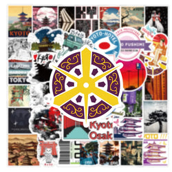 10/30/50PCS Kyoto Landscape Stickers Japanese Style Cartoon  Aesthetic Decals Decoration For Skateboard Fridge Phone Laptop Toys (ONLINE ORDER ONLY)